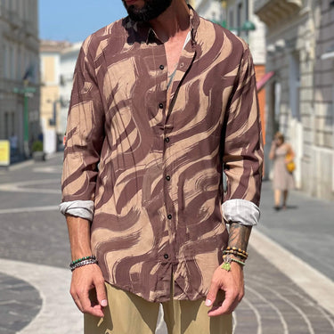 Camicia fantasia zebrata beige - FLAG STORE